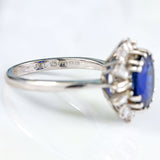 Ellibelle Jewellery Vintage Sapphire, Baguette & Brilliant Cut Diamond 18ct White Gold Cluster Ring