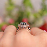 Ellibelle Jewellery Vintage Sapphire, Baguette & Brilliant Cut Diamond 18ct White Gold Cluster Ring
