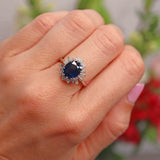Ellibelle Jewellery Vintage Sapphire, Baguette & Brilliant Cut Diamond 18ct White Gold Cluster Ring
