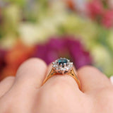 Ellibelle Jewellery Vintage Sapphire & Diamond 18ct Gold Cluster Engagement Ring
