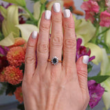 Ellibelle Jewellery Vintage Sapphire & Diamond 18ct Gold Cluster Engagement Ring