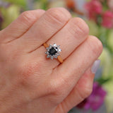 Ellibelle Jewellery Vintage Sapphire & Diamond 18ct Gold Cluster Engagement Ring