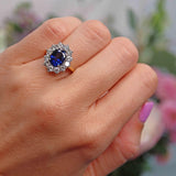 Ellibelle Jewellery Vintage Sapphire & Diamond 18ct Gold Cluster Engagement Ring (2.30cts)