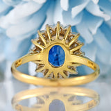 Ellibelle Jewellery Vintage Sapphire & Diamond 18ct Gold Cluster Engagement Ring (2.46cts)