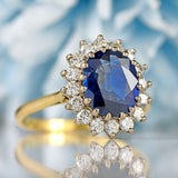 Ellibelle Jewellery Vintage Sapphire & Diamond 18ct Gold Cluster Engagement Ring (2.46cts)