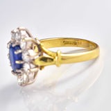 Ellibelle Jewellery Vintage Sapphire & Diamond 18ct Gold Cluster Engagement Ring