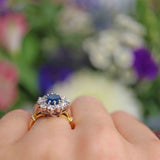 Ellibelle Jewellery Vintage Sapphire & Diamond 18ct Gold Cluster Engagement Ring