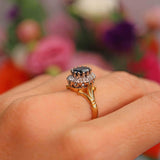 Ellibelle Jewellery Vintage Sapphire & Diamond 18ct Gold Cluster Ring (1.10cts)