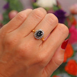 Ellibelle Jewellery Vintage Sapphire & Diamond 18ct Gold Cluster Ring (1.10cts)