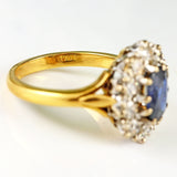 Ellibelle Jewellery Vintage Sapphire & Diamond 18ct Gold Cluster Ring (1.25ct)