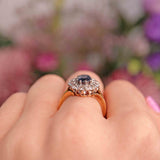 Ellibelle Jewellery Vintage Sapphire & Diamond 18ct Gold Cluster Ring (1.25ct)
