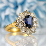 Ellibelle Jewellery Vintage Sapphire & Diamond 18ct Gold Cluster Ring (1.25ct)