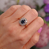 Ellibelle Jewellery Vintage Sapphire & Diamond 18ct Gold Cluster Ring (1.25ct)