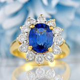 Ellibelle Jewellery Vintage Sapphire & Diamond 18ct Gold Cluster Ring (2.37cts)