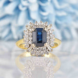 Ellibelle Jewellery Vintage Sapphire & Diamond 18ct Gold Cluster Ring