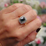 Ellibelle Jewellery Vintage Sapphire & Diamond 18ct Gold Cluster Ring
