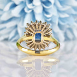Ellibelle Jewellery Vintage Sapphire & Diamond 18ct Gold Cluster Ring