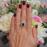 Ellibelle Jewellery Vintage Sapphire & Diamond 18ct Gold Cluster Ring
