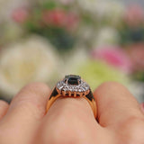 Ellibelle Jewellery Vintage Sapphire & Diamond 18ct Gold Cluster Ring