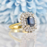 Ellibelle Jewellery Vintage Sapphire & Diamond 18ct Gold Cluster Ring