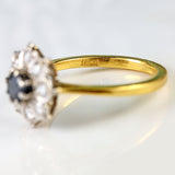 Ellibelle Jewellery Vintage Sapphire & Diamond 18ct Gold Floral Cluster Ring
