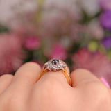 Ellibelle Jewellery Vintage Sapphire & Diamond 18ct Gold Floral Cluster Ring