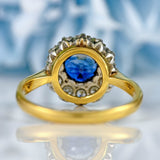 Ellibelle Jewellery Vintage Sapphire & Diamond 18ct Gold Halo Cluster Ring (1.10cts)