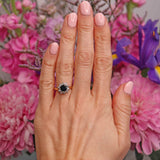 Ellibelle Jewellery Vintage Sapphire & Diamond 18ct Gold Halo Cluster Ring (1.30cts)