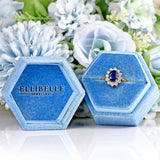 Ellibelle Jewellery Vintage Sapphire & Diamond 18ct Gold Oval Cluster Ring (1.40cts)