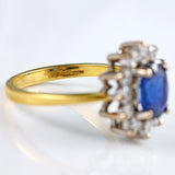 Ellibelle Jewellery Vintage Sapphire & Diamond 18ct Gold Oval Cluster Ring (1.40cts)