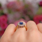 Ellibelle Jewellery Vintage Sapphire & Diamond 18ct Gold Oval Cluster Ring (1.40cts)
