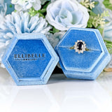 Ellibelle Jewellery Vintage Sapphire & Diamond 18ct Gold Oval Cluster Ring (1.60cts)