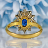 Ellibelle Jewellery Vintage Sapphire & Diamond 18ct Gold Oval Cluster Ring (1.60cts)