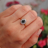 Ellibelle Jewellery Vintage Sapphire & Diamond 18ct Gold Oval Cluster Ring