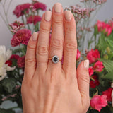 Ellibelle Jewellery Vintage Sapphire & Diamond 18ct Gold Oval Cluster Ring