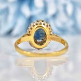 Ellibelle Jewellery Vintage Sapphire & Diamond 18ct Gold Oval Cluster Ring