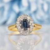 Ellibelle Jewellery Vintage Sapphire & Diamond 18ct Gold Oval Cluster Ring