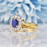 Ellibelle Jewellery Vintage Sapphire & Diamond 18ct Gold Oval Cluster Ring