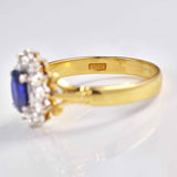 Ellibelle Jewellery Vintage Sapphire & Diamond 18ct Gold Oval Cluster Ring