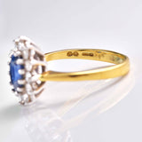 Ellibelle Jewellery Vintage Sapphire & Diamond 18ct Gold Oval Cluster Ring