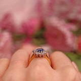 Ellibelle Jewellery Vintage Sapphire & Diamond 18ct Gold Oval Cluster Ring