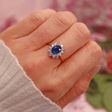 Ellibelle Jewellery Vintage Sapphire & Diamond 18ct Gold Oval Cluster Ring