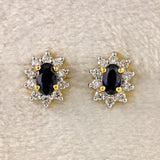 Ellibelle Jewellery Vintage Sapphire & Diamond 18ct Gold Oval Cluster Stud Earrings