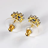 Ellibelle Jewellery Vintage Sapphire & Diamond 18ct Gold Oval Cluster Stud Earrings