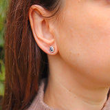 Ellibelle Jewellery Vintage Sapphire & Diamond 18ct Gold Oval Cluster Stud Earrings