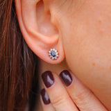 Ellibelle Jewellery Vintage Sapphire & Diamond 18ct Gold Oval Cluster Stud Earrings