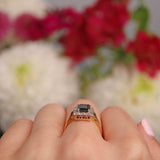 Ellibelle Jewellery Vintage Sapphire & Diamond 18ct Gold Panel Cluster Ring