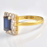 Ellibelle Jewellery Vintage Sapphire & Diamond 18ct Gold Panel Cluster Ring