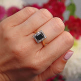 Ellibelle Jewellery Vintage Sapphire & Diamond 18ct Gold Panel Cluster Ring