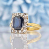 Ellibelle Jewellery Vintage Sapphire & Diamond 18ct Gold Panel Cluster Ring
